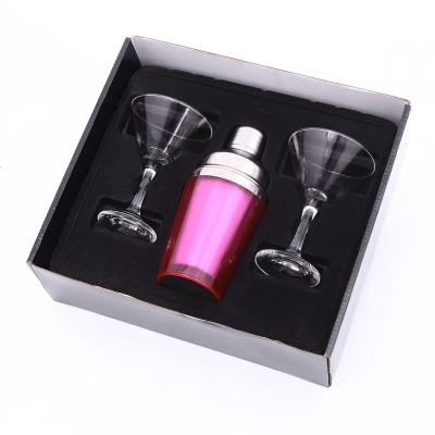 China Factory Stocked Direct Double Wall 350ml Stainless Steel Cocktail Shaker With Plastic Exterior for sale