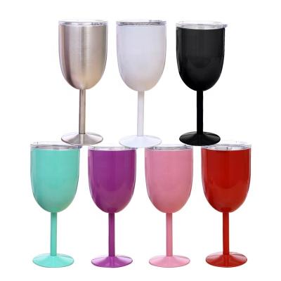 China Stocked 2021 New Selling Products Double Wall Stainless Steel Vacuum Insulated Wine Cup Customized Color Logo With Lid for sale