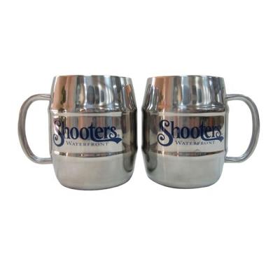 China Double Wall 450ml Stainless Steel Disposable Beer Mug With Printing for sale