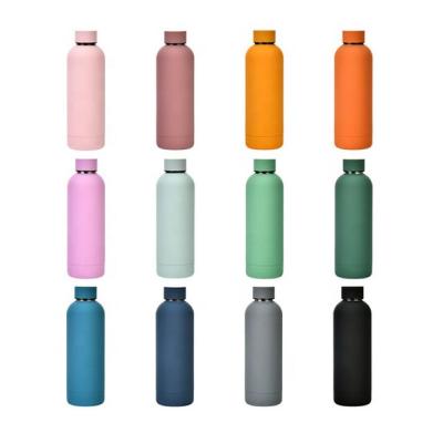 China Viable Colorful Paint Matte Finished Stainless Steel Double Wall Portable Drinking Water Bottle for sale