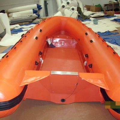 China Orange Color 420cm Fiberglass Rigid Inflatable Speed ​​Boat for sale