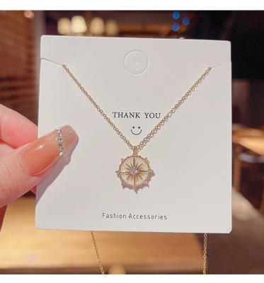 China Vershal L-005 CLASSIC Vintage Stainless Steel Octagonal Star Diamond Inlaid Titanium Steel Necklace for sale