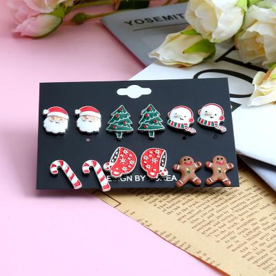 China Christmas Fashion Jewelry Vershal A559 Earring Oil Christmas Gingerbread Man Stud Drip Earrings Set for sale