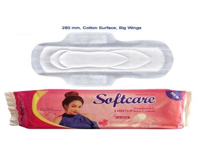 China Soft Non Woven Eco Friendly Disposable Sanitary Pads 1mm Thick Cotton Surface for sale