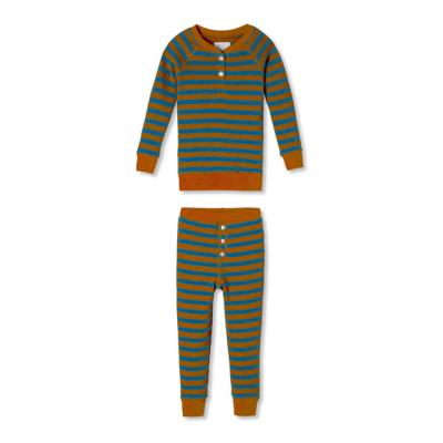 China QUICK DRY Long Sleeve Cotton Striped Kids Clothing Sets Ribbed Loungewear Kids Boys Sleepwear for sale