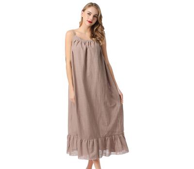 China Best Rated Romantic Cotton Ladies Soft Pajamas QUICK DRY Customized Loose Canvas Long Nightgown for sale