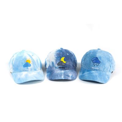 China Wholesale COMMON 6 Panel Baseball Cap Blue Unstructured Tie Dyed Corduroy Dad Hat for sale