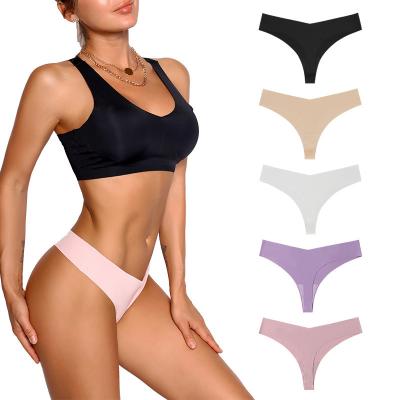 China Breathable Seamless Underwear Invisible Panties Laser Cut Panties Ice Silk Thongs Panties for sale