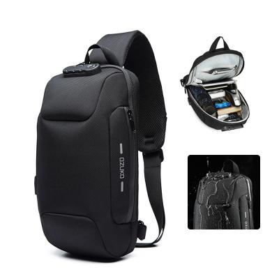 China With USB Sling Bags Men Shoulder To Backpack Small Body Chest Chest Sling Cross Backpack for sale