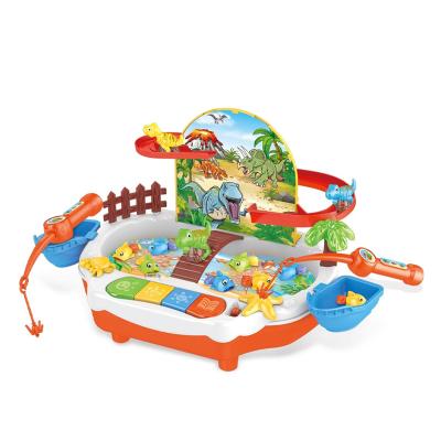 China New Creative Design Plastic Dinosaur Hot Selling Multifunctional Toys Play Track and Fish Game Machine Toy Set for sale