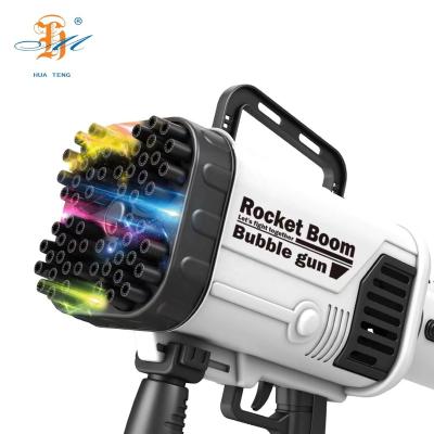 China Kids Summer Plastic Toys Bubble Toys 64 Hole Rocket Bubble Gun With Light Outdoor Toys For Children for sale