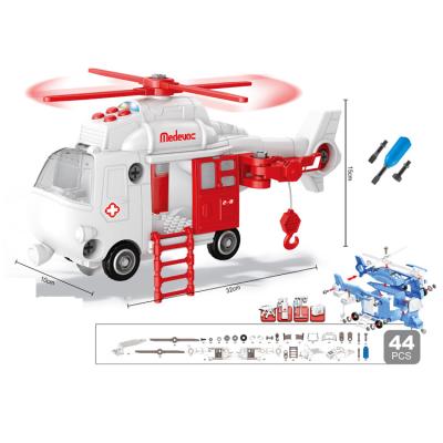 China RC Hobby Building Toy Helicopter Ambulance Airplane Aircraft Toys Set with Lights Sounds Gift Toys for Boys Girls Children Age 3-7 for sale