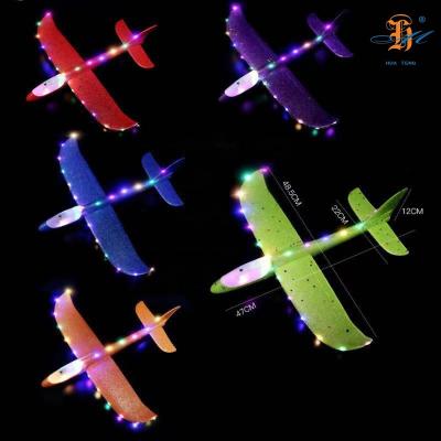 China Foam Amazon Hot Selling 2021 Kids Outdoor Toys Foam Plane 48 cm Spray Control Foam Airplane Toys With 5 Colors LED Light Random Mix for sale