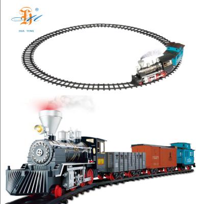 China Slot Toy Kids Pretend Play Toy Vehicle Track Train Set Classic Electric Steam Track Train Set With 420cm Orbit for sale