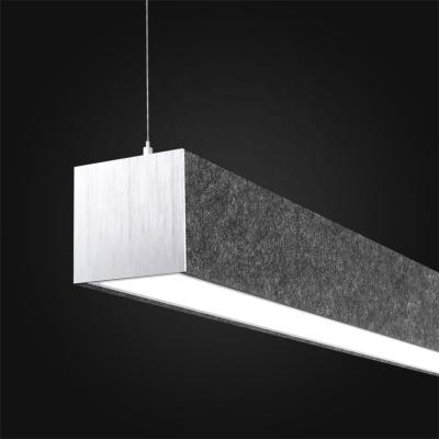 China Modern Class Low UGR Acrylic Lens Custom Design Direct Linear Desk Pendant Light With Acoustic Panel With Custom Size for sale