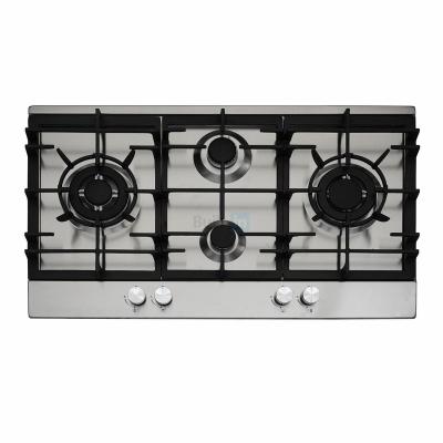 China Hotel 90cm Built-in Gas Hob Stove Gas Cooktop Gas Cooker Four Head Stainless Steel Ignition Cast Iron Pan Electronic Socket for sale