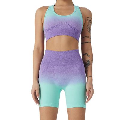 China Breathable Europe And America Dip Dye Seamless Gym Clothing For Women Workout Yoga Set Yoga Sets Yoga Clothing for sale