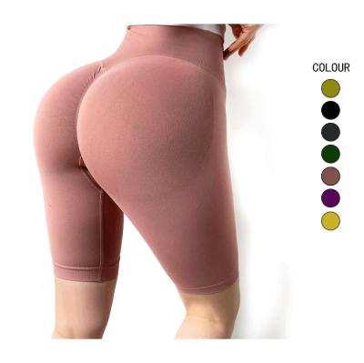 China Seamless Accept Custom Logo Women Gym Shorts Workout High Waist Yoga Shorts Customization Yoga Seamless Suit for sale