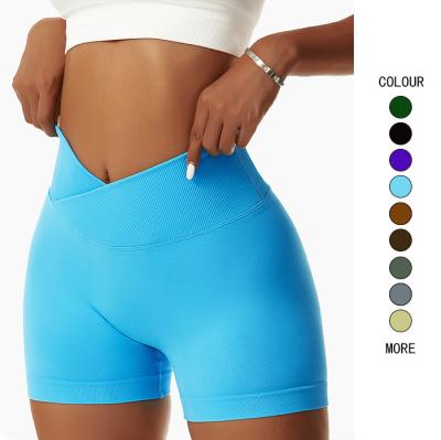 China Nylon And Spandex Clothing Breathable High Waist Sports Fitness Yoga Wear Women Yoga Shorts for sale