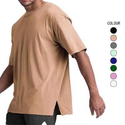 China QUICK DRY Summer American Loose Spread Fork Down Gym Wear Men's Sports Wear Mens T-shirts Plus Size for sale