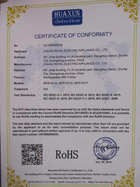 RoHS - Zhuhai Royal Electric Appliance Co., Ltd.