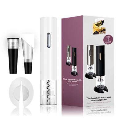 중국 Viable Anniversary Wedding Gifts 4 In 1 Set White Color ABS Electric Wine Bottle Opener With Wine Stopper 판매용