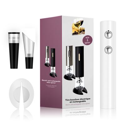 中国 Best Price Custom Logo 4 Pcs Stocked Electric Wine Bottle Opener Kit With Aluminum Cutter Vacuum Stopper 販売のため