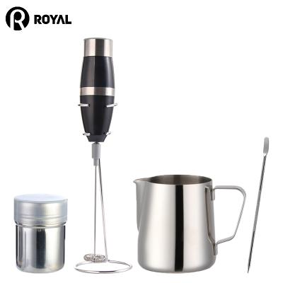 China Sustainable ABS Kitchen Accessories Hot Product Battery Operated Coffee Rose Gold Milk Frother With Glass for sale