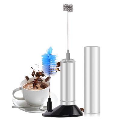 China Sustainable Kitchen Accessories Hot Sale Battery Operated Silver Milk Frother With Base for sale