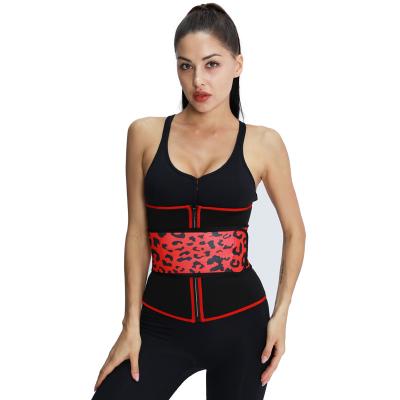 China Daily Life + Sports Leopard Fitness Sports Sweat Waist Trimmer Belly Wrap Waist Trainer Lower Back Brace Support for sale