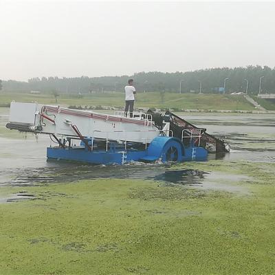 China Weed Waste Skimmer Boat Reed Reaper Harvesting Machine Mowing Boat Water Hyacinth Harvester for sale