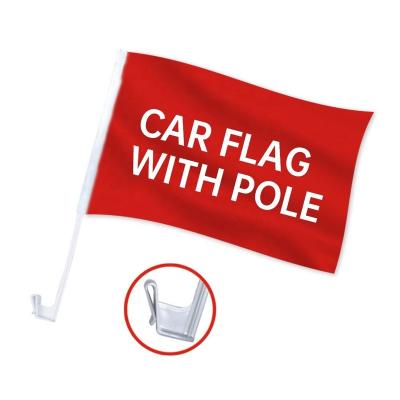 China High Quality Strong Color Stability White Windows Car Flags Wholesale Sublimation With Poles Diplomatic Car Flag for sale