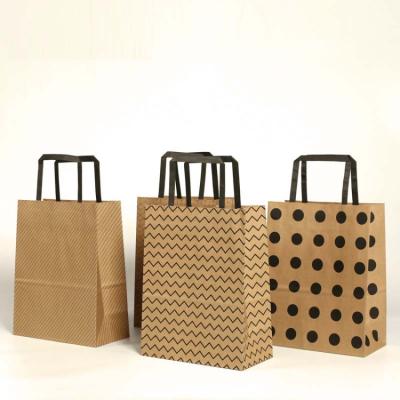 China Recycled Materials Recycled Logo Takeaway Shopping Bag Custom Brown Kraft Paper Bag With Handle Kraft Paper Bag for sale