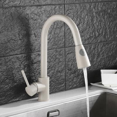 China Thermostatic Faucets 304 Stainless Steel Oatmeal Color Can Turn Luxury Single Handle Kitchen Faucets Tap for sale