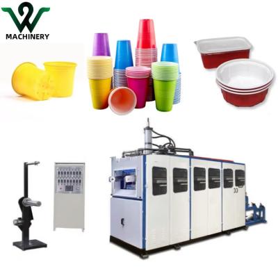 China Fully Automatic Plastic Thermoforming Machine For Disposable Plastic Cup Plastic Pizza Box Biscuit Box Cake Box for sale