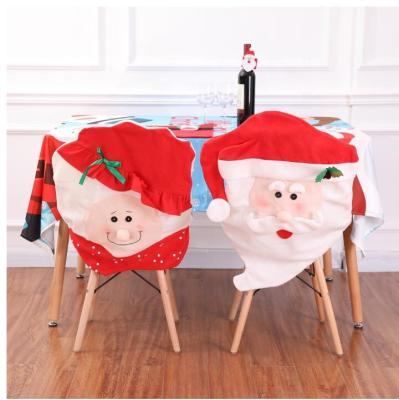 China Wholesale Fabric Classic Red Santa Hat Chair Cover Christmas Decoration for sale