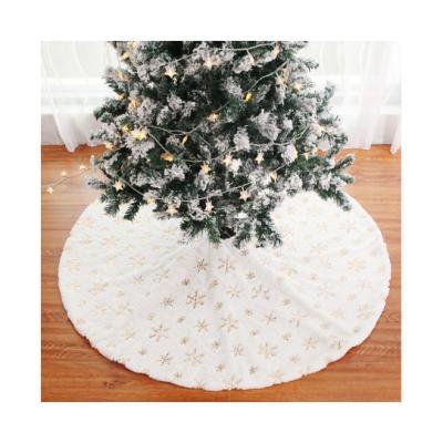 China Best Quality Polyester Luxury Faux Snowflake Silver Glitter Sequin White Fur Christmas Tree Skirt for sale