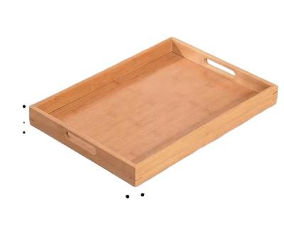 China Natural Round Bamboo Wood Serving Rectangular Tray with Handles for Coffee Table and Food BFT-L05 for sale