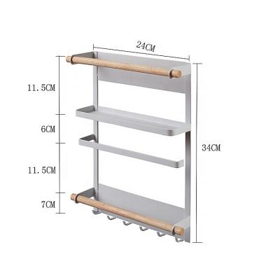 China OGJ Refrigerator Magnetic Kitchen Holder Stocked Organizer with Hook Metal Shelf Storage Hanger Magnet Spice Rack Kitchen Storage Holder for sale