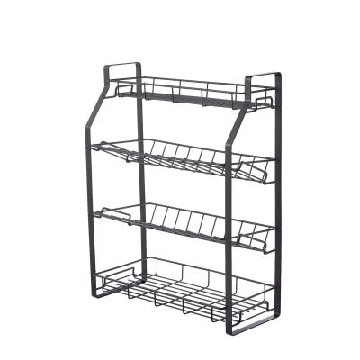 China OGJ Installation Free Customized Kitchen Spice Rack Organizer Wrought Iron Black 3-Tier Storage Rack for sale