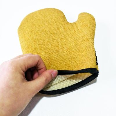 China EXFOLIATE Brown Natural Factory Customized Hot-sell Turkish Exfoliating Sponge Private Label Elastic Bath Cleaning Glove for sale