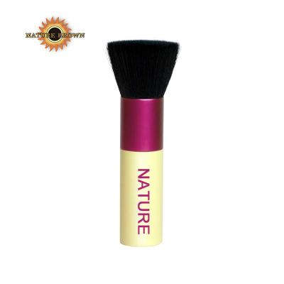 China skin-friendly factories wholesale custom logo gold yellow flat head simple kabuki makeup blending brush for face foundation for sale