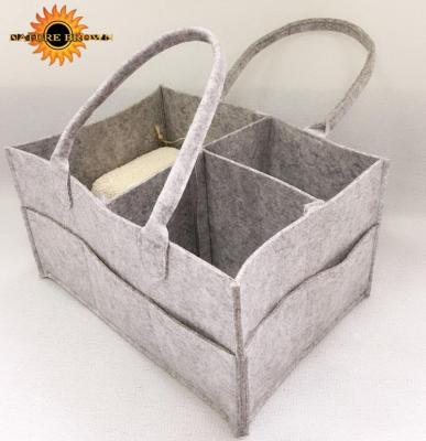 China Lady High Quality Wool Felt Organizer Baby Diaper Caddy Mum Bag For Baby Disper for sale