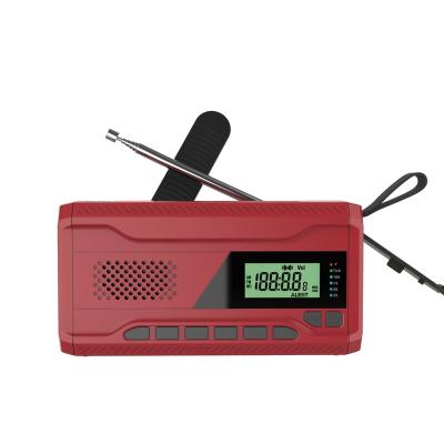 China PORTABLE emergency hand crank DAB radio for household and outdoor use. DAB/FM/BT speaker, SOS alarm/flashlight, 4500 mAh battery for sale