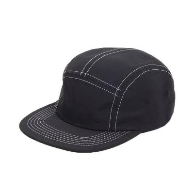 China Plain Men Women Plain Nylon Baseball Cap Hat 5 Panel Low Profile Flat Brim Hat for sale