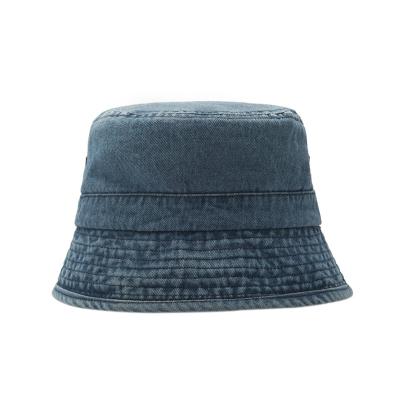 China Casual Wholesale Denim Washed Bucket Hat Custom Logo Blue Jeans Hats Cheap Bucket for sale