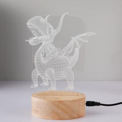 China Decoration Touch Control Wood Base For 3D LED Night Light Acrylic Christmas Decoration Light Panel 3W Fashion And Comfort for sale