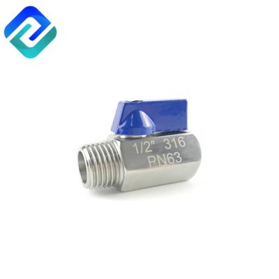 China General Food Grade Threaded Stainless Steel NPT PN63 304 / 316 Mini Ball Valve for sale