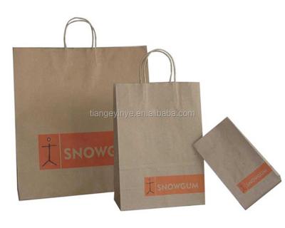 China Recyclable Custom Design Brown Kraft Paper Printed Paper Shopping Bag Bag for sale