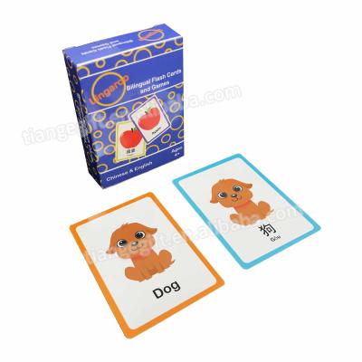 China Custom Colored Educational Paper/Plastic/Cardboard Learning Chinese and English Flash Cards For Children for sale